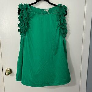 NWT green Jodifl top with super fun shoulder details